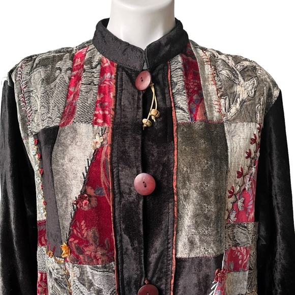 Flashback Deadstock Velvet and Tapestry Mixed Media Patchwork Jacket, Sz L - Picture 7 of 15